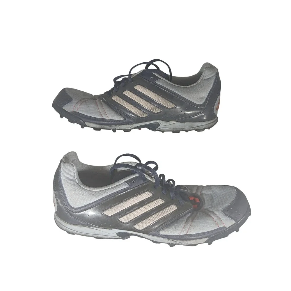 Adidas Track Spikes 11 Gray Navy Blue Vintage‎ 2003 Y2K Athletic Running Shoes